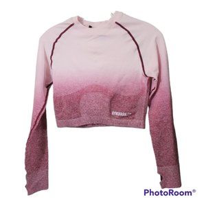 Gymshark pink ombre long sleeve crop top size large